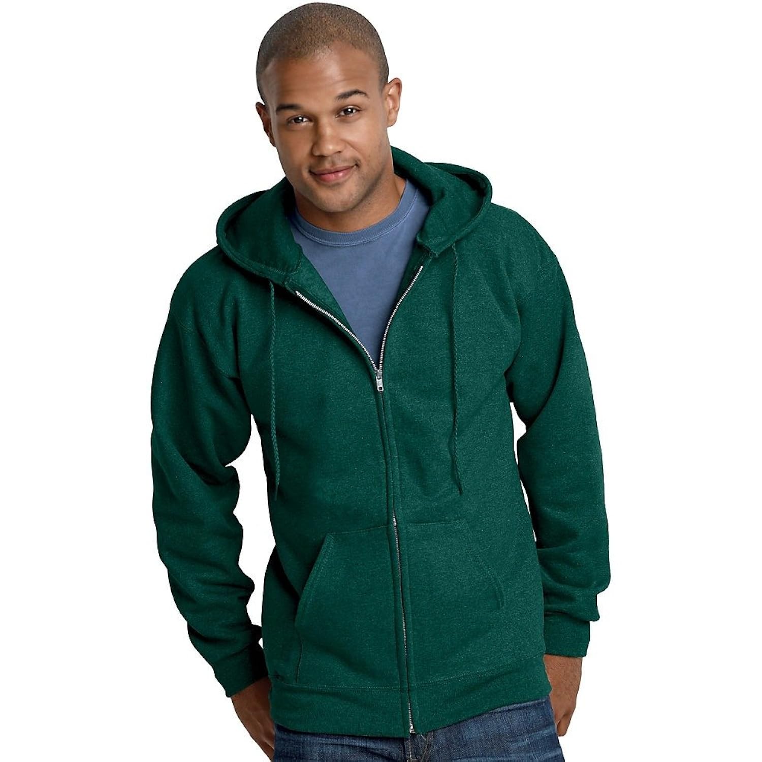 hanes ultimate cotton full-zip fleece hood 10 oz sweatshirt
